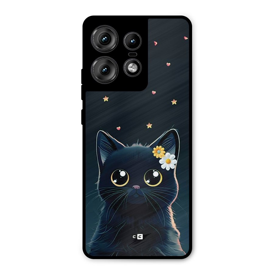 Cat With Flowers Metal Back Case for Motorola Edge 50 Pro