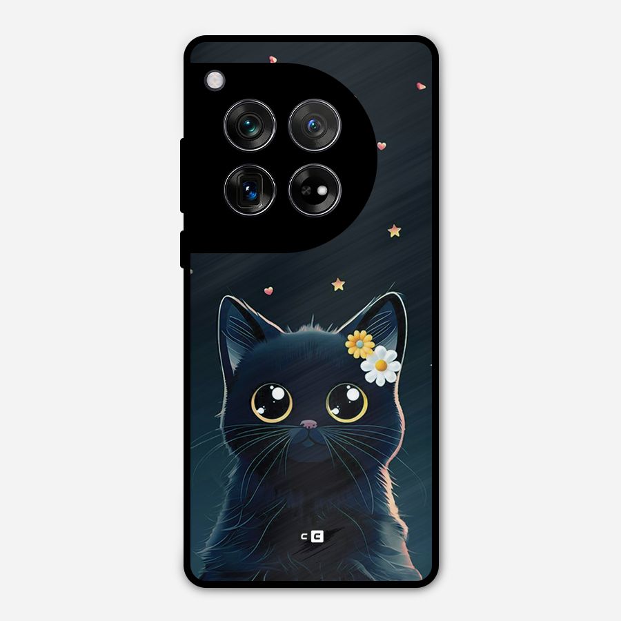Cat With Flowers Metal Back Case for OnePlus 12