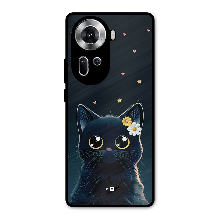 Cat With Flowers Metal Back Case for Oppo Reno11 5G