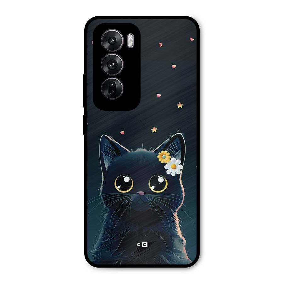 Cat With Flowers Metal Back Case for Oppo Reno12