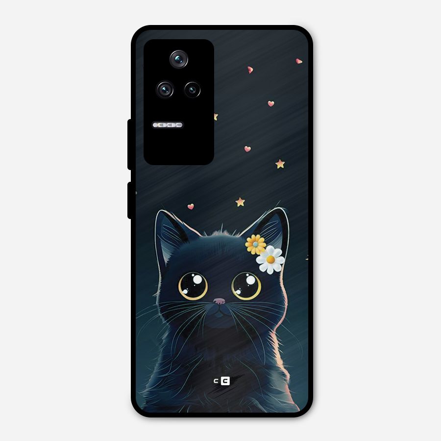 Cat With Flowers Metal Back Case for Poco F4 5G