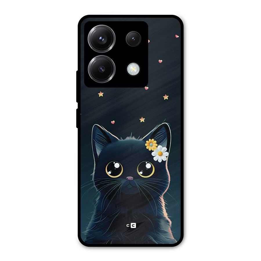 Cat With Flowers Metal Back Case for Poco X6