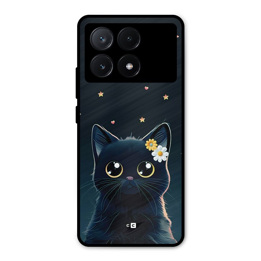 Cat With Flowers Metal Back Case for Poco X6 Pro