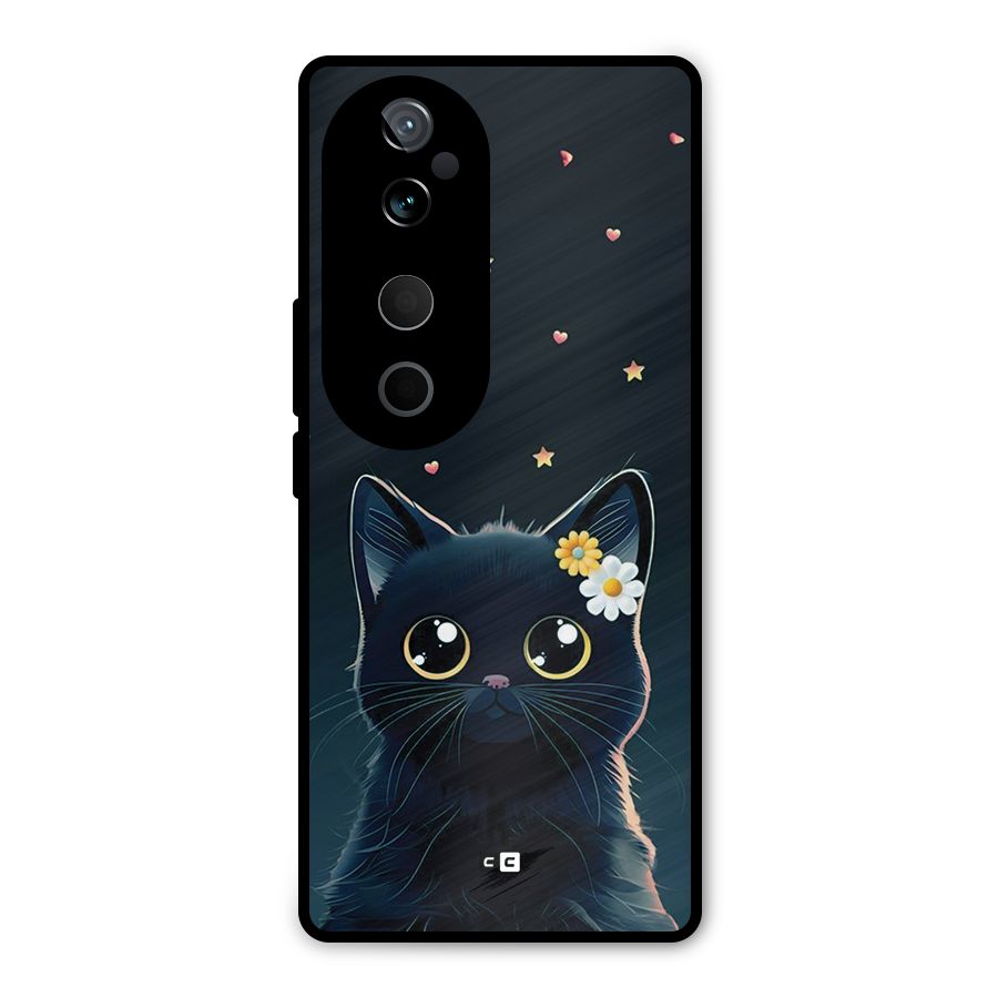 Cat With Flowers Metal Back Case for Vivo T3 Ultra