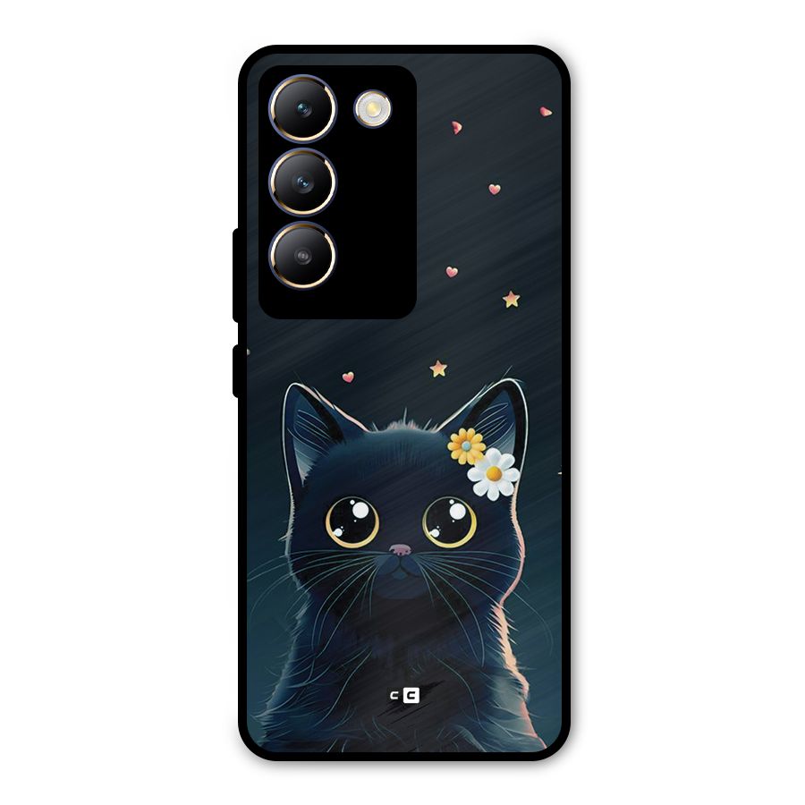 Cat With Flowers Metal Back Case for Vivo Y200e