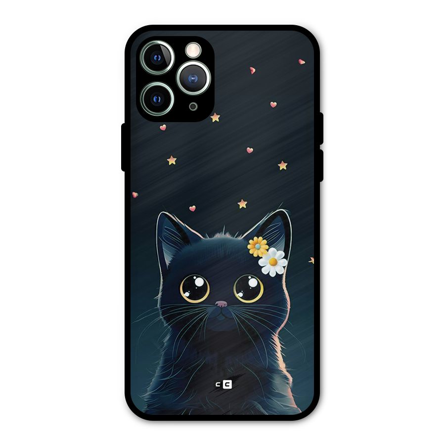 Cat With Flowers Metal Back Case for iPhone 11 Pro Max