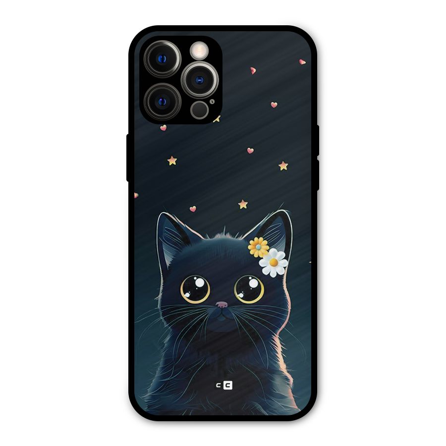 Cat With Flowers Metal Back Case for iPhone 12 Pro Max