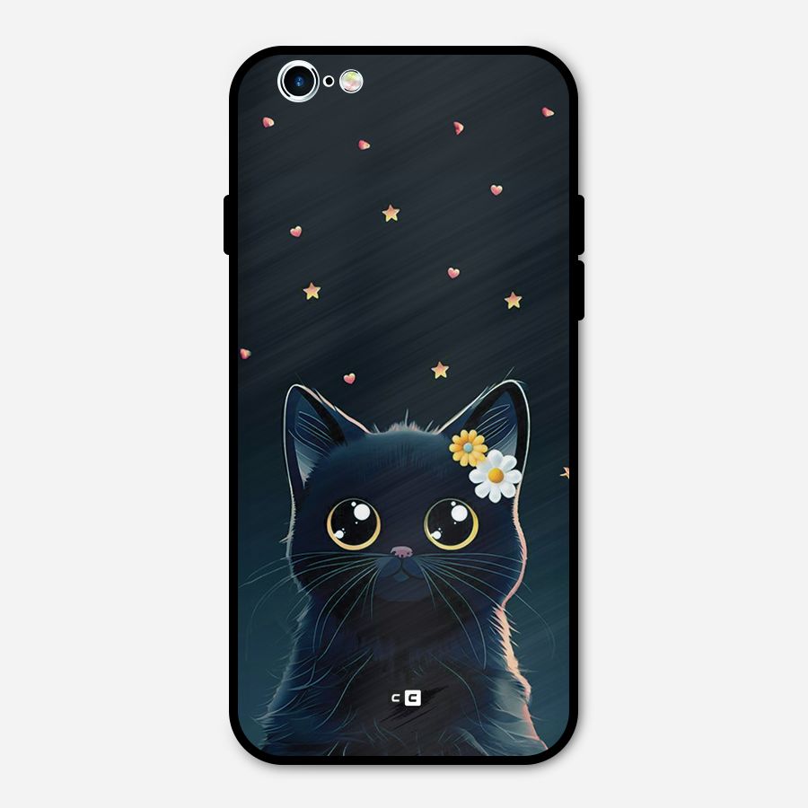 Cat With Flowers Metal Back Case for iPhone 6 6s