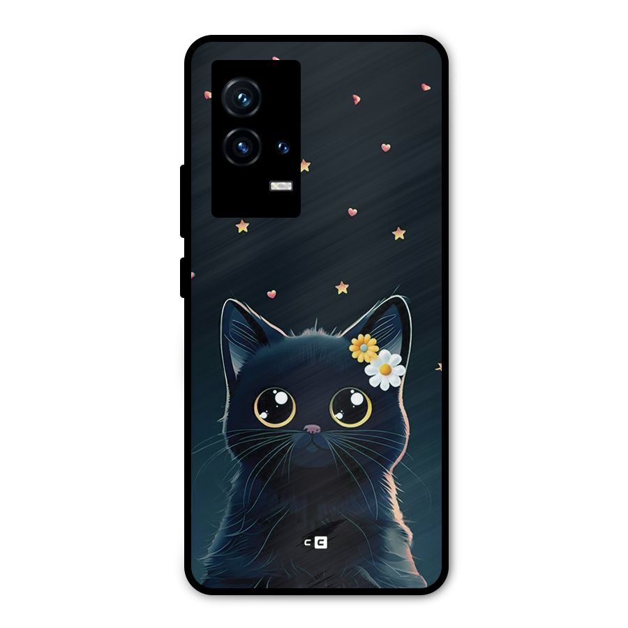 Cat With Flowers Metal Back Case for iQOO 9 5G