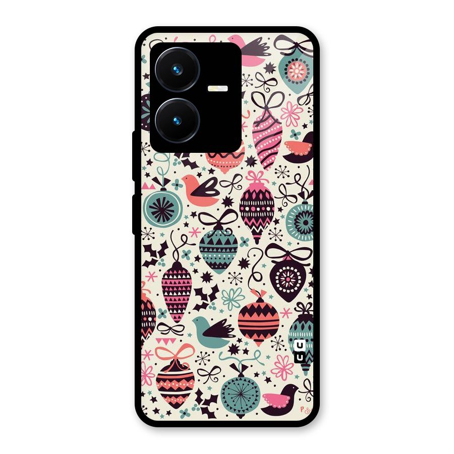 Celebration Pattern Glass Back Case for Vivo Y22s