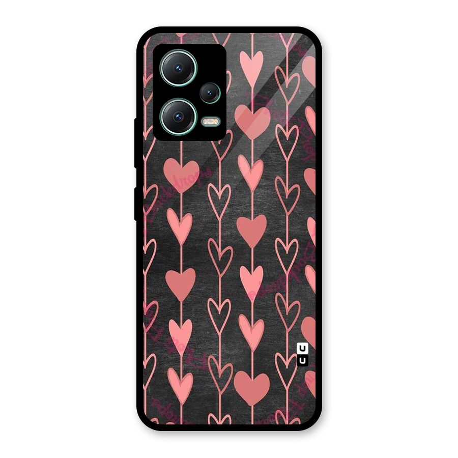 Chain Of Hearts Glass Back Case for Poco X5