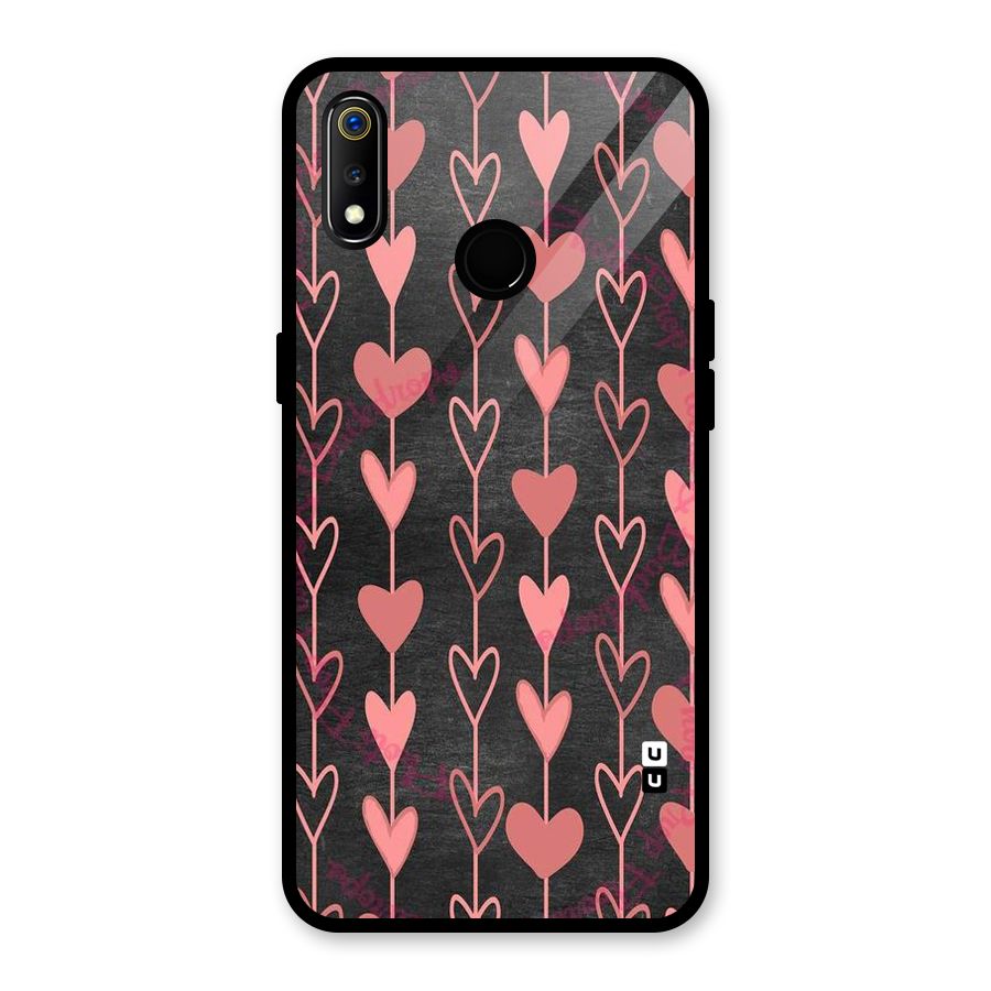 Chain Of Hearts Glass Back Case for Realme 3i