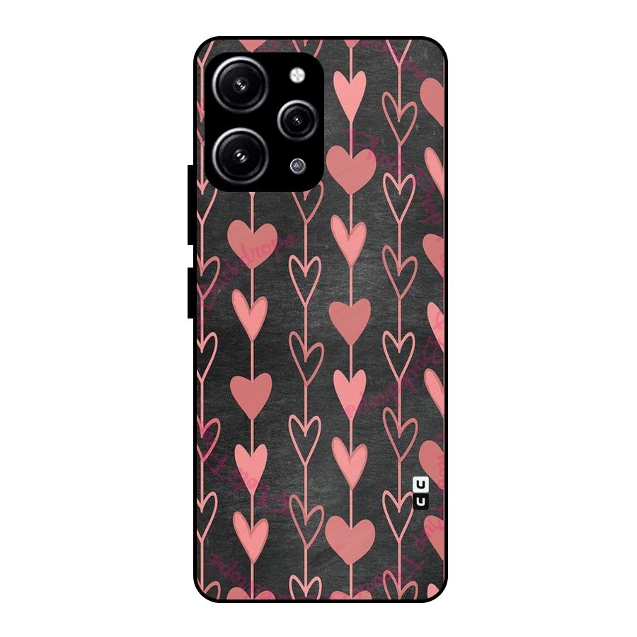 Chain Of Hearts Glass Back Case for Redmi 12 4G