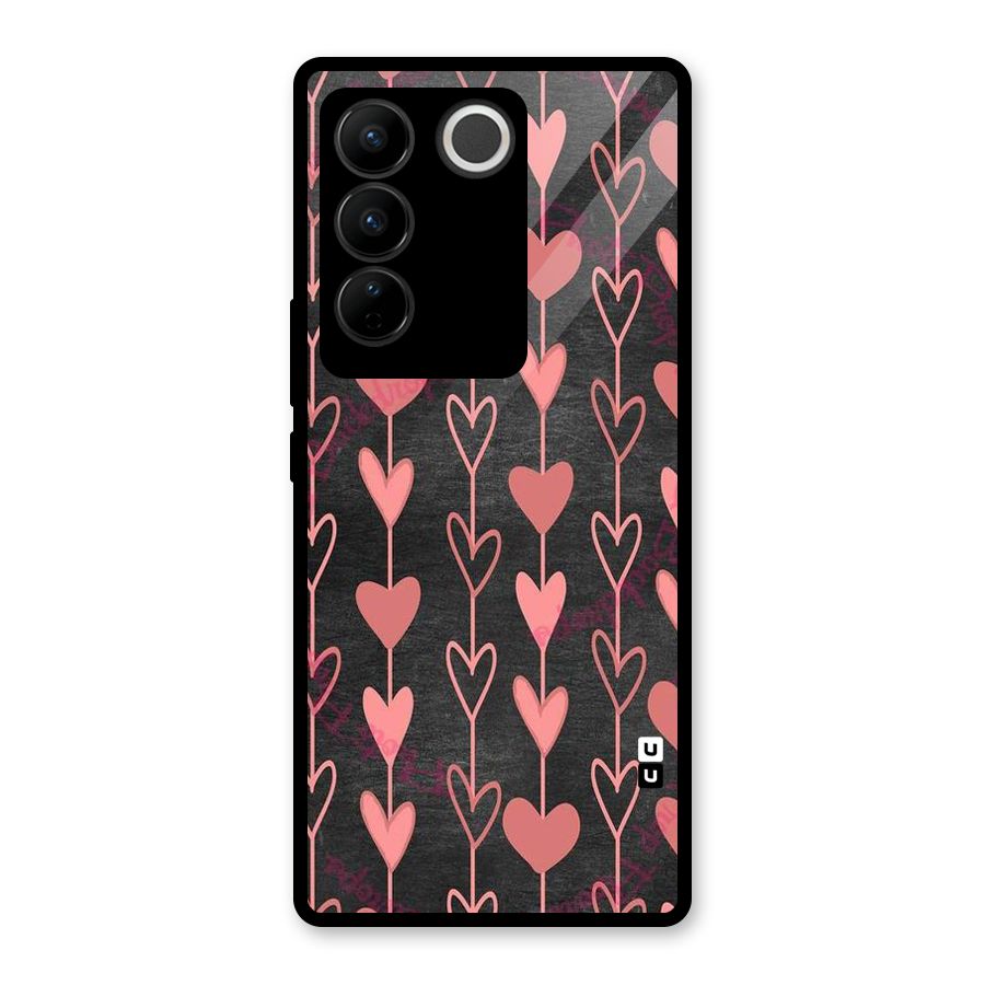 Chain Of Hearts Glass Back Case for Vivo V27
