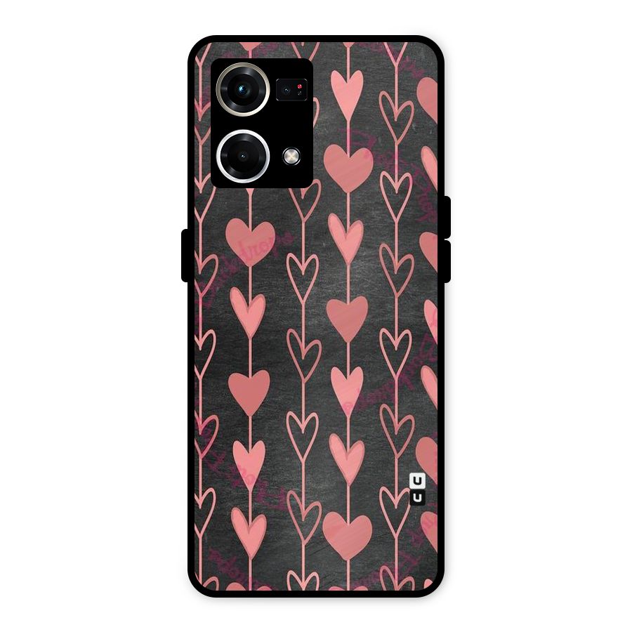 Chain Of Hearts Metal Back Case for Oppo F21 Pro 4G