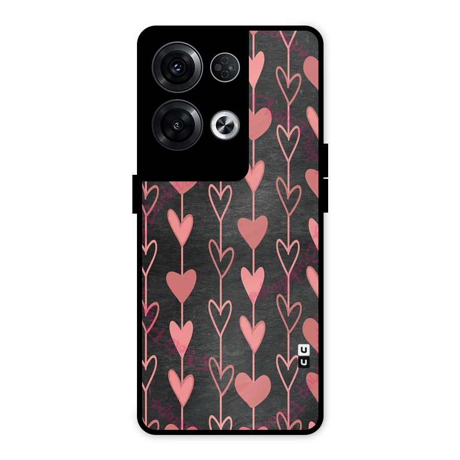 Chain Of Hearts Metal Back Case for Oppo Reno8 Pro 5G