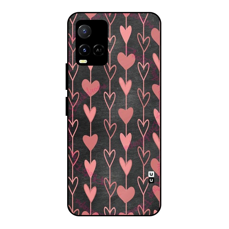 Chain Of Hearts Metal Back Case for Vivo Y21A