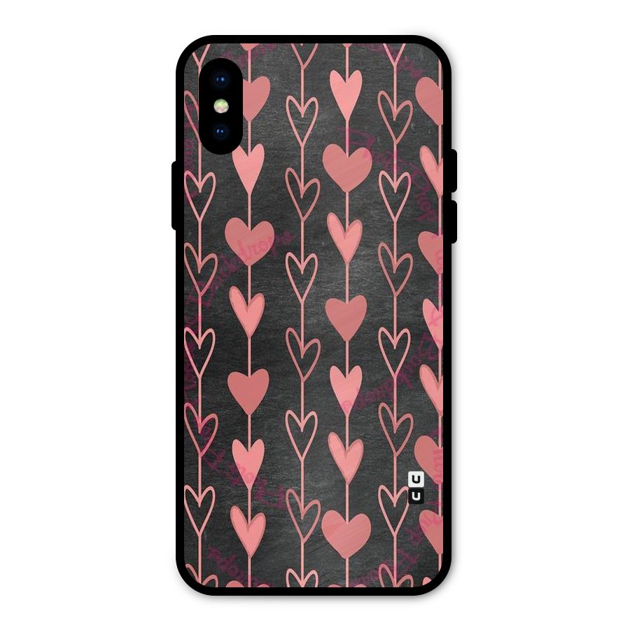 Chain Of Hearts Metal Back Case for iPhone X