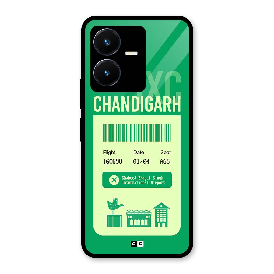 Chandigarh Boarding Pass Glass Back Case for Vivo Y22s