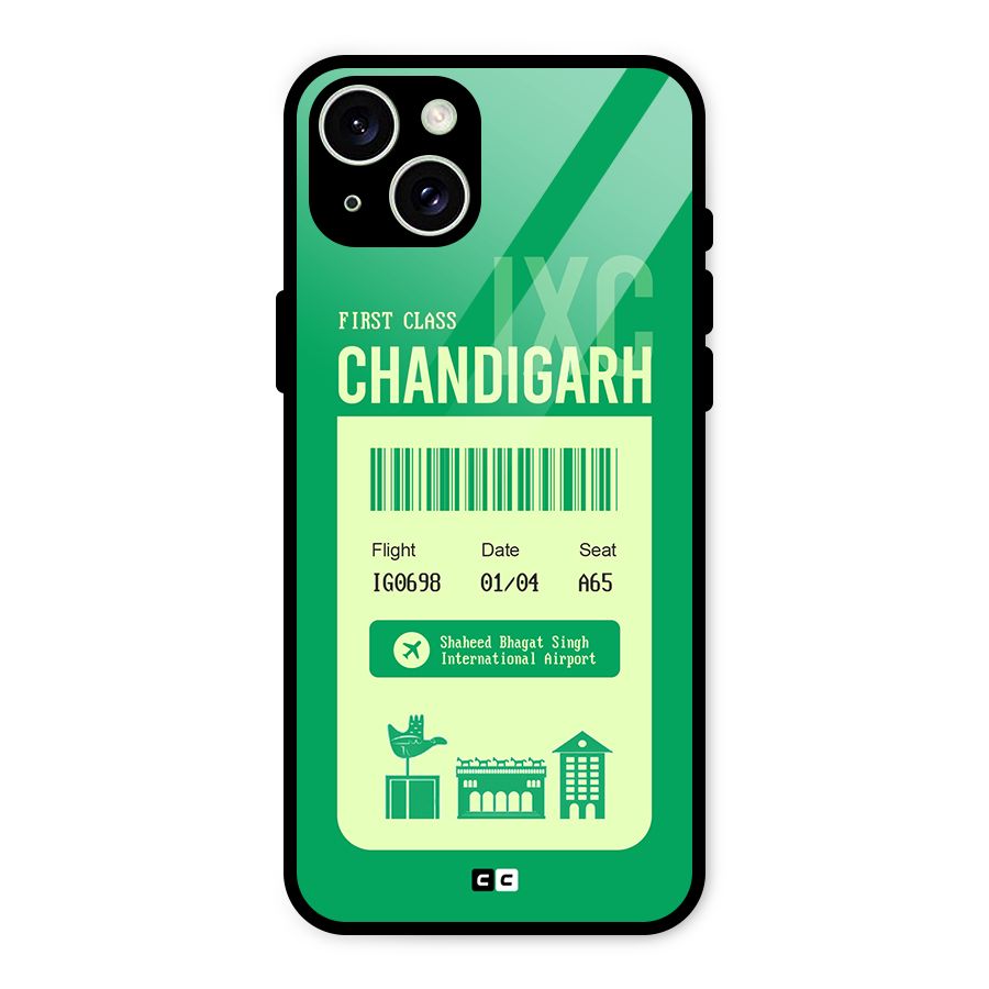 Chandigarh Boarding Pass Glass Back Case for iPhone 15 Plus