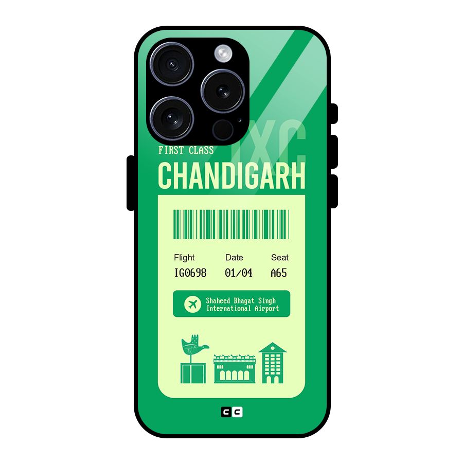 Chandigarh Boarding Pass Glass Back Case for iPhone 15 Pro
