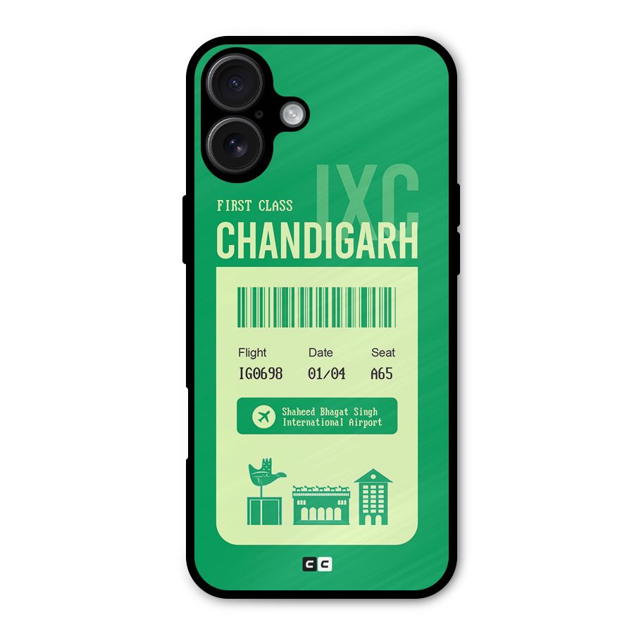 Chandigarh Boarding Pass Metal Back Case for iPhone 16 Plus