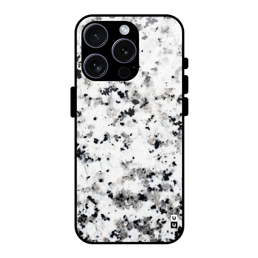 Charcoal Spots Marble Glass Back Case for iPhone 15 Pro