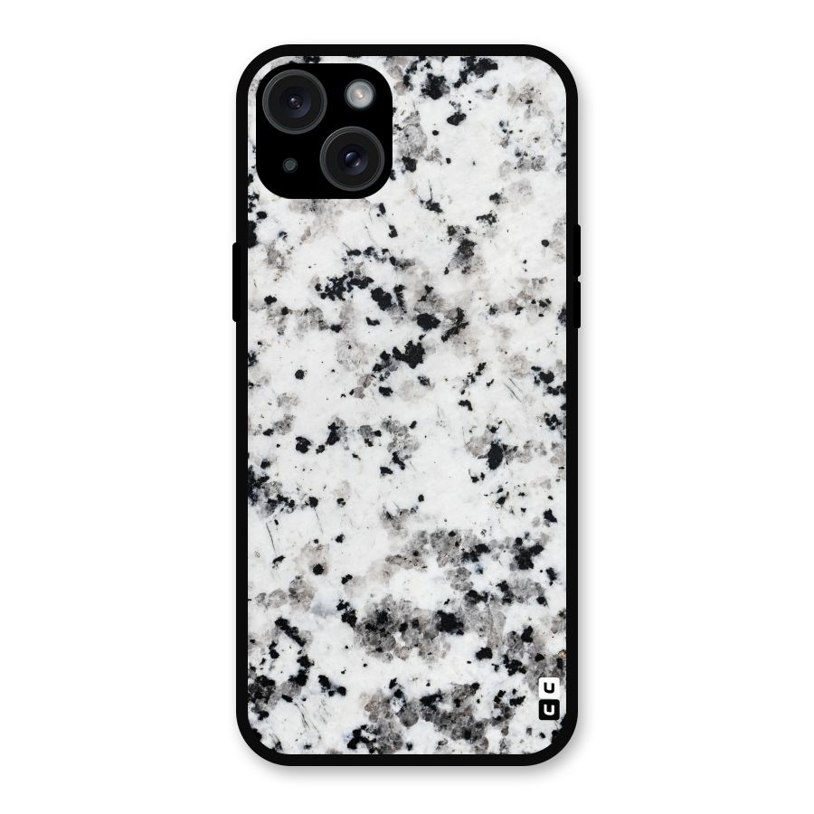 Charcoal Spots Marble Metal Back Case for iPhone 15 Plus