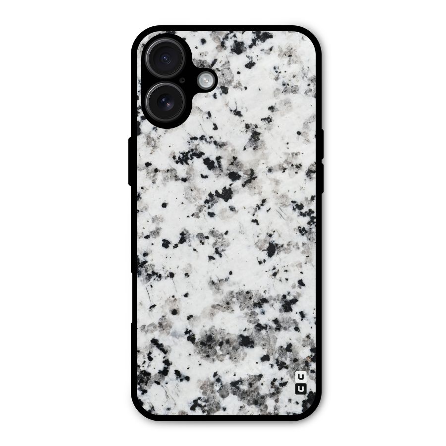 Charcoal Spots Marble Metal Back Case for iPhone 16 Plus