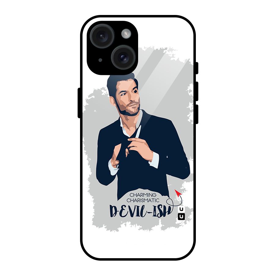 Charming Charismatic Lucifer Glass Back Case for iPhone 15