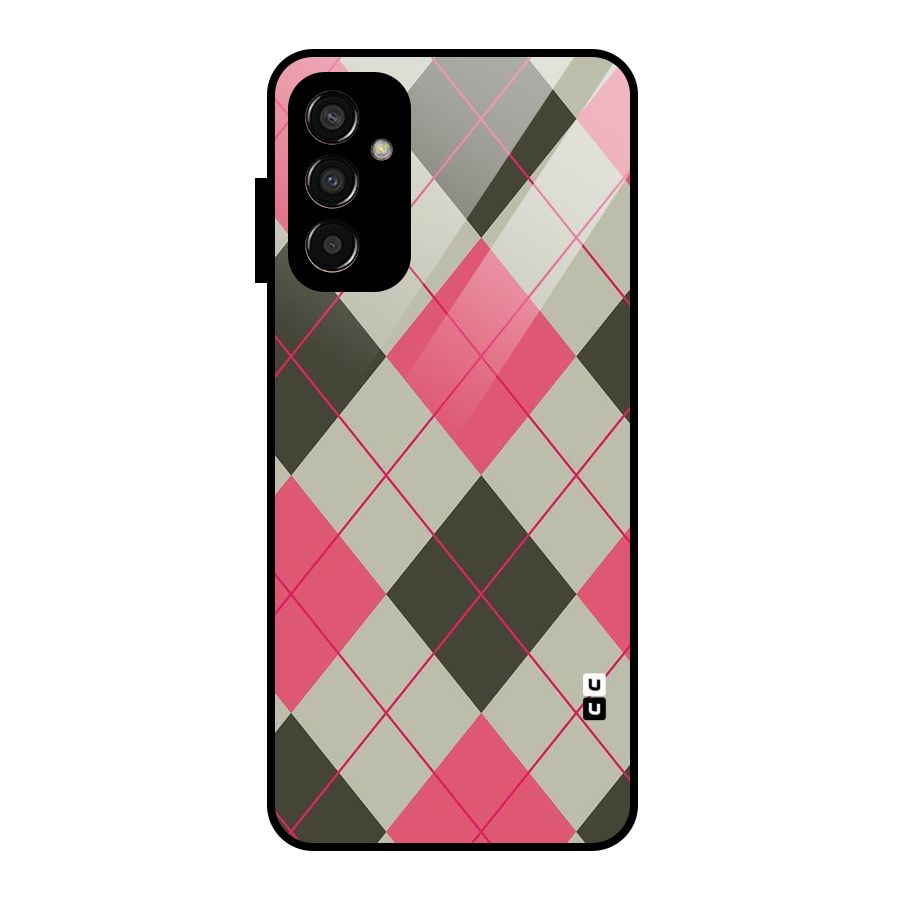 Check And Lines Glass Back Case for Galaxy F13