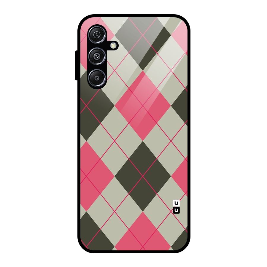Check And Lines Glass Back Case for Galaxy M34 5G