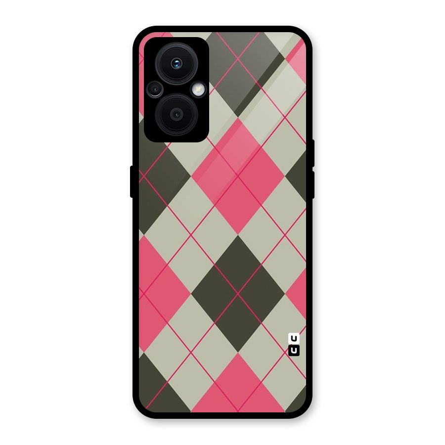 Check And Lines Glass Back Case for Oppo F21s Pro 5G