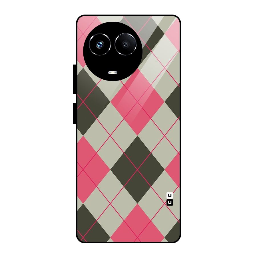 Check And Lines Glass Back Case for Realme 11X