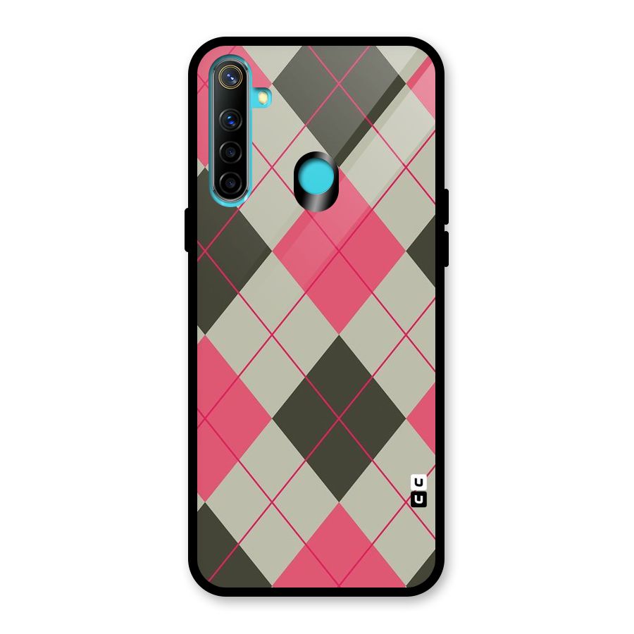 Check And Lines Glass Back Case for Realme 5i
