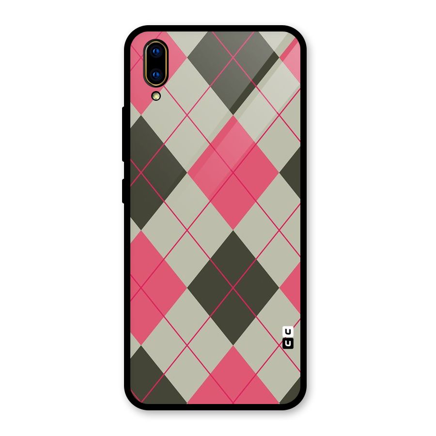 Check And Lines Glass Back Case for Vivo V11 Pro