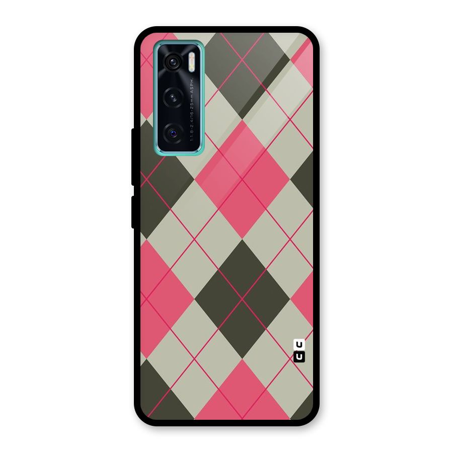 Check And Lines Glass Back Case for Vivo V20 SE