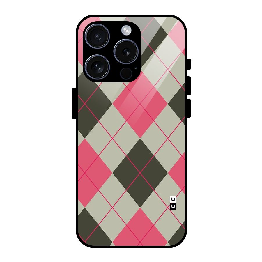 Check And Lines Glass Back Case for iPhone 15 Pro