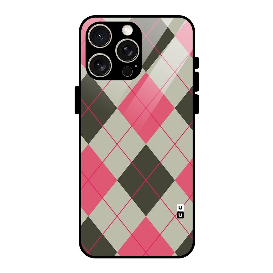 Check And Lines Glass Back Case for iPhone 15 Pro Max