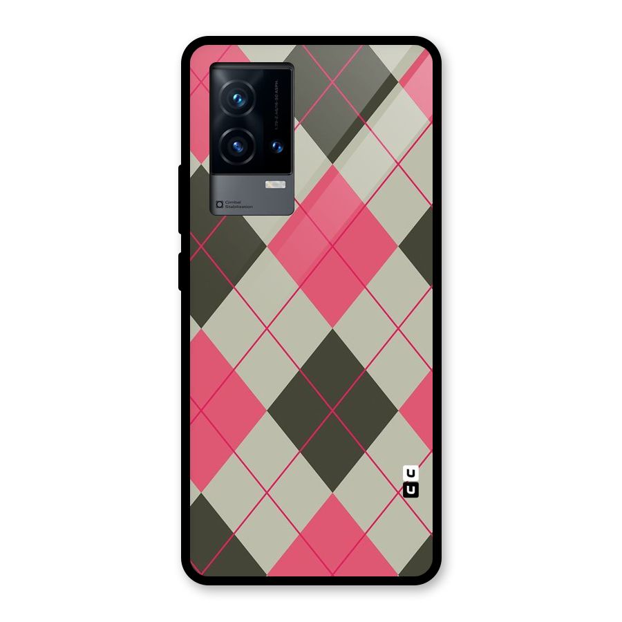 Check And Lines Glass Back Case for iQOO 9 5G