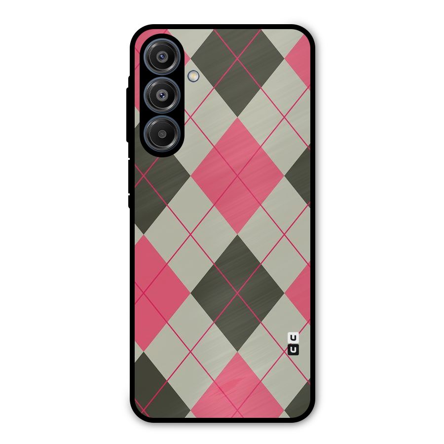 Check And Lines Metal Back Case for Galaxy A16 5G
