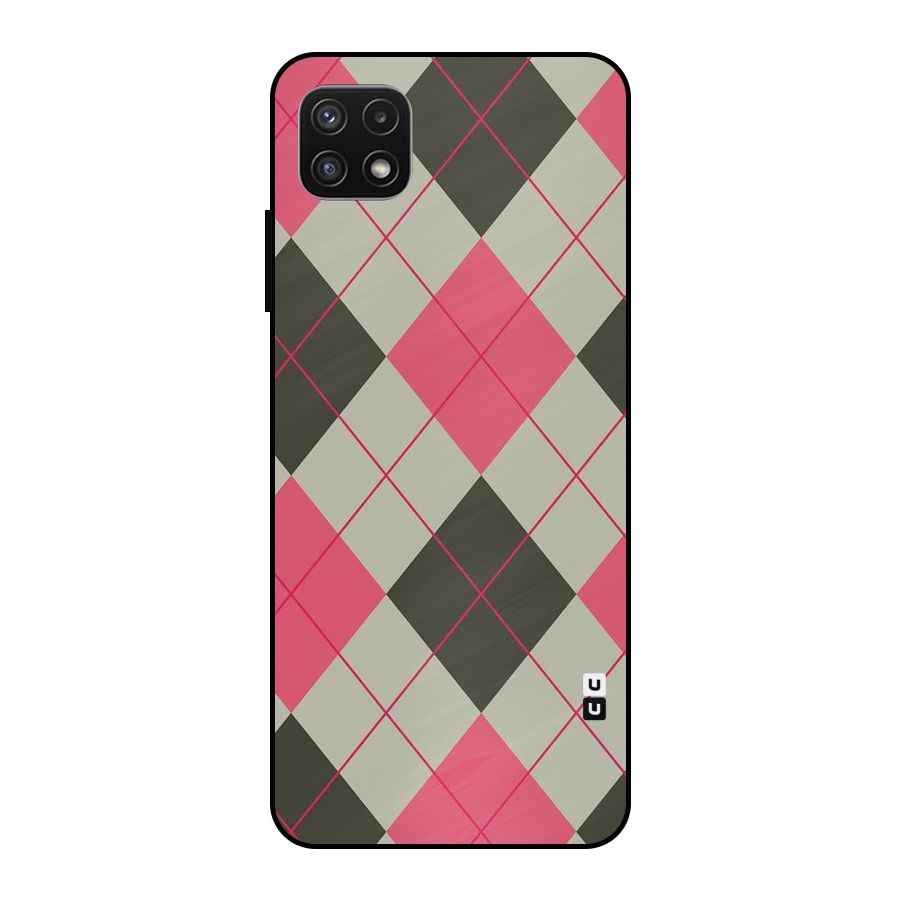 Check And Lines Metal Back Case for Galaxy A22 5G
