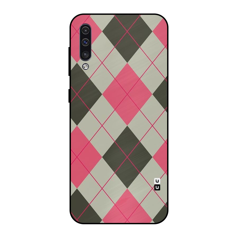Check And Lines Metal Back Case for Galaxy A50s