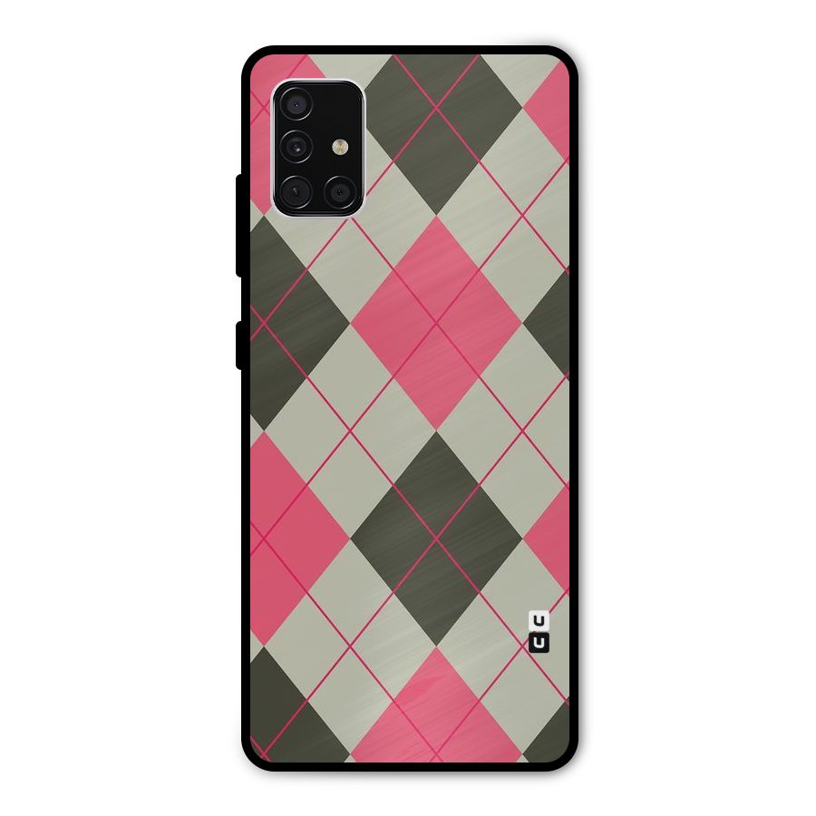 Check And Lines Metal Back Case for Galaxy A51