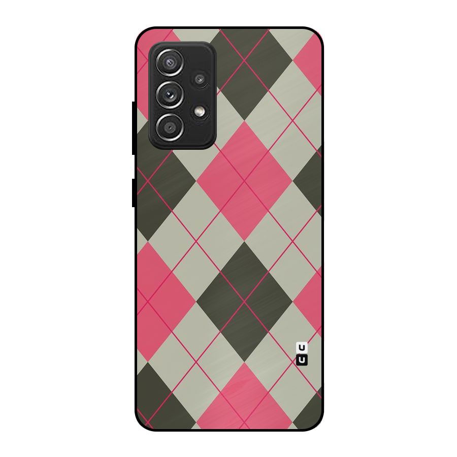 Check And Lines Metal Back Case for Galaxy A52