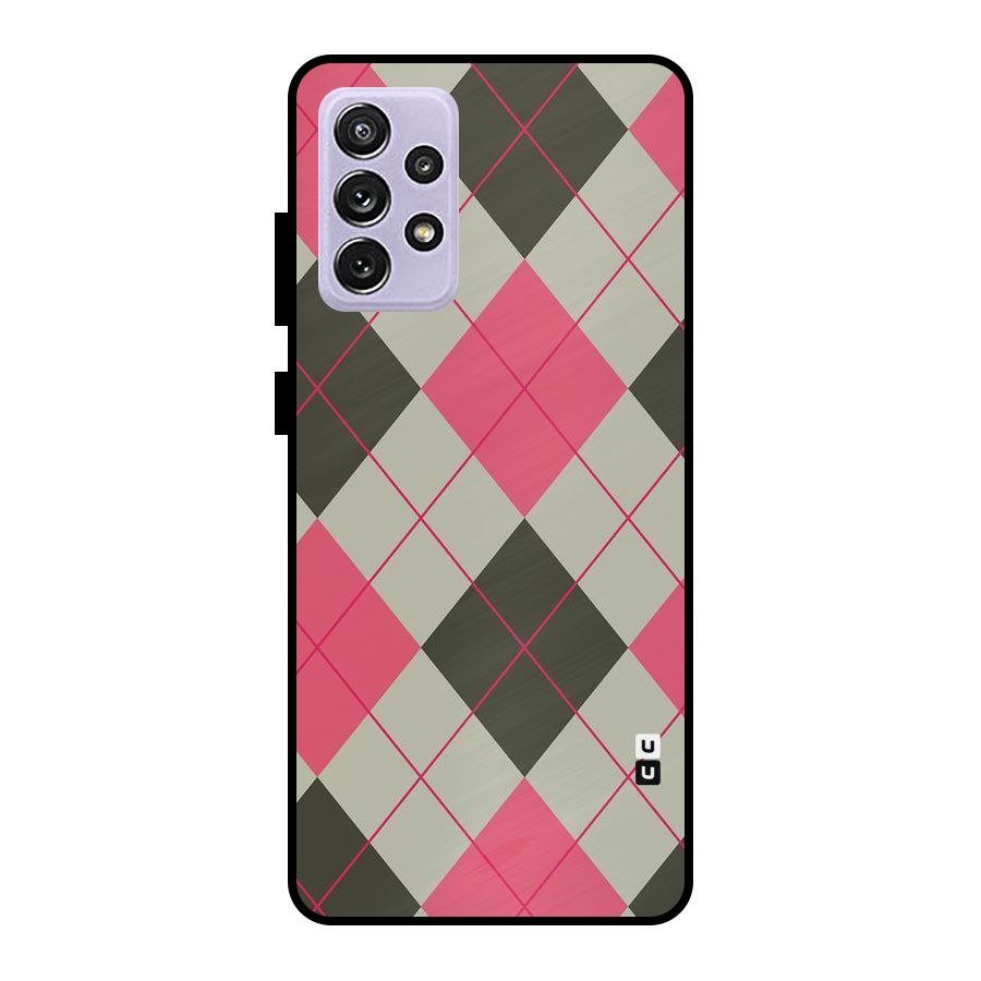 Check And Lines Metal Back Case for Galaxy A72