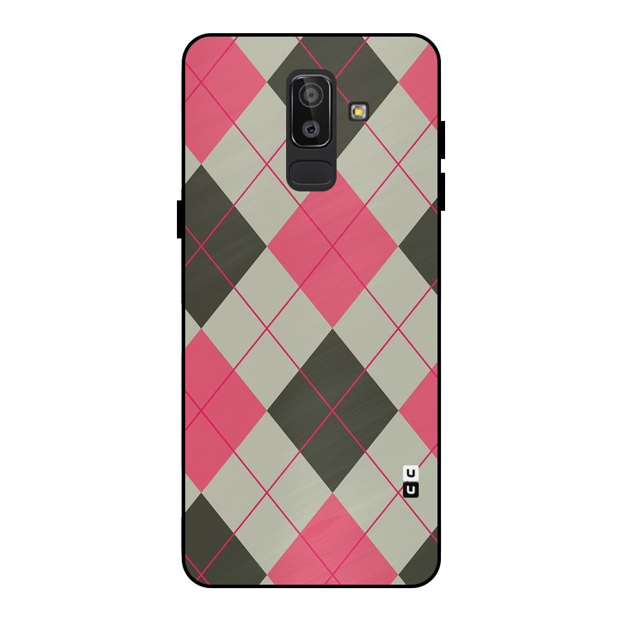 Check And Lines Metal Back Case for Galaxy J8
