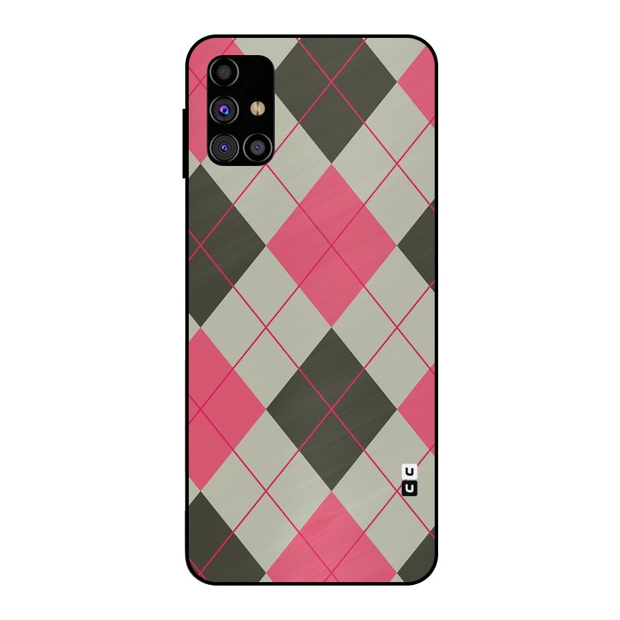 Check And Lines Metal Back Case for Galaxy M31s