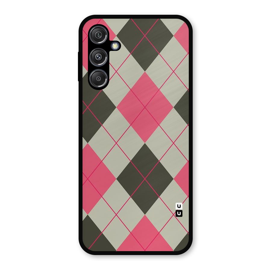 Check And Lines Metal Back Case for Galaxy M34 5G