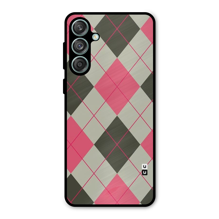 Check And Lines Metal Back Case for Galaxy M55 5G